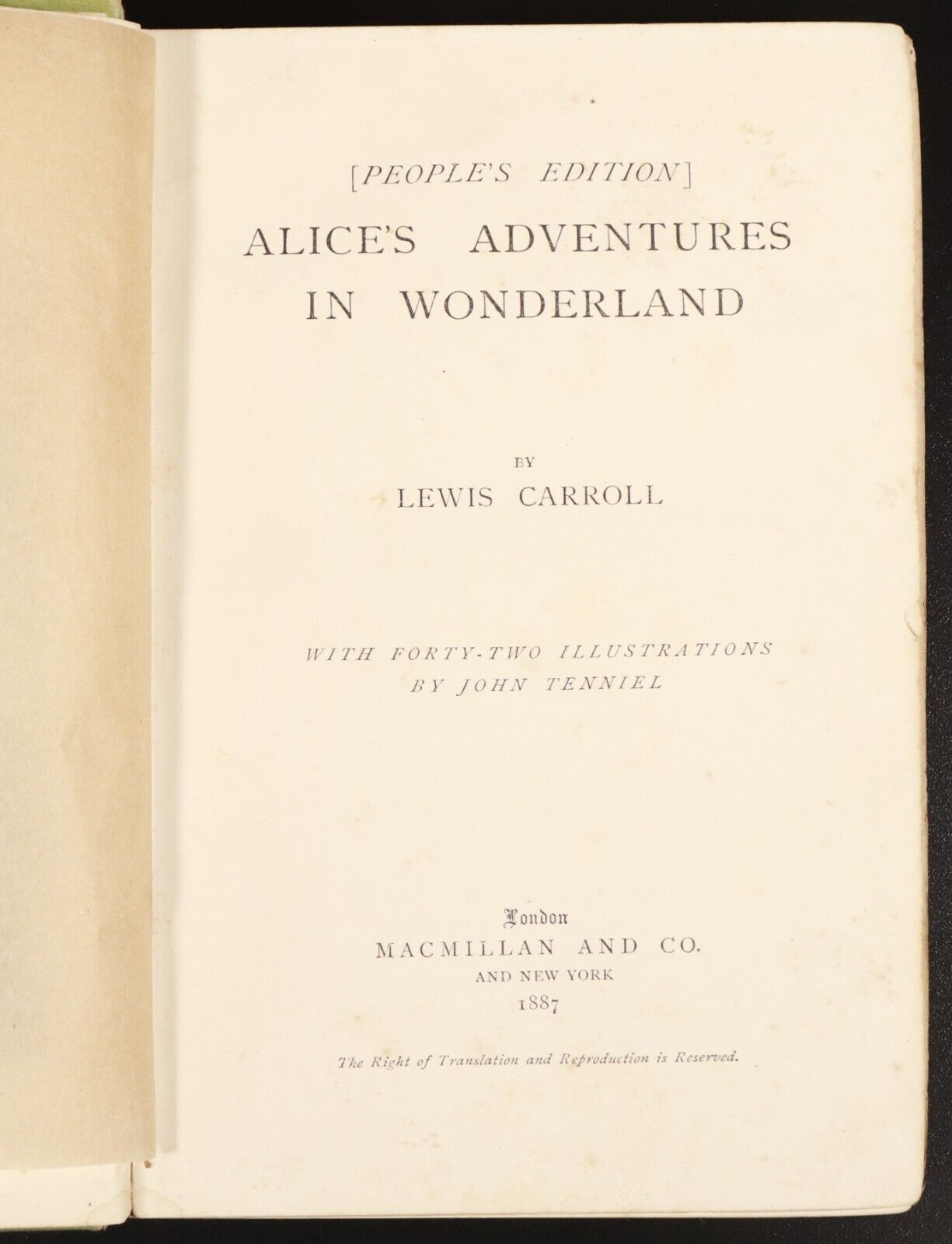 1887 Alice's Adventures In Wonderland L. Carroll Antique Fiction Book J. Tenniel