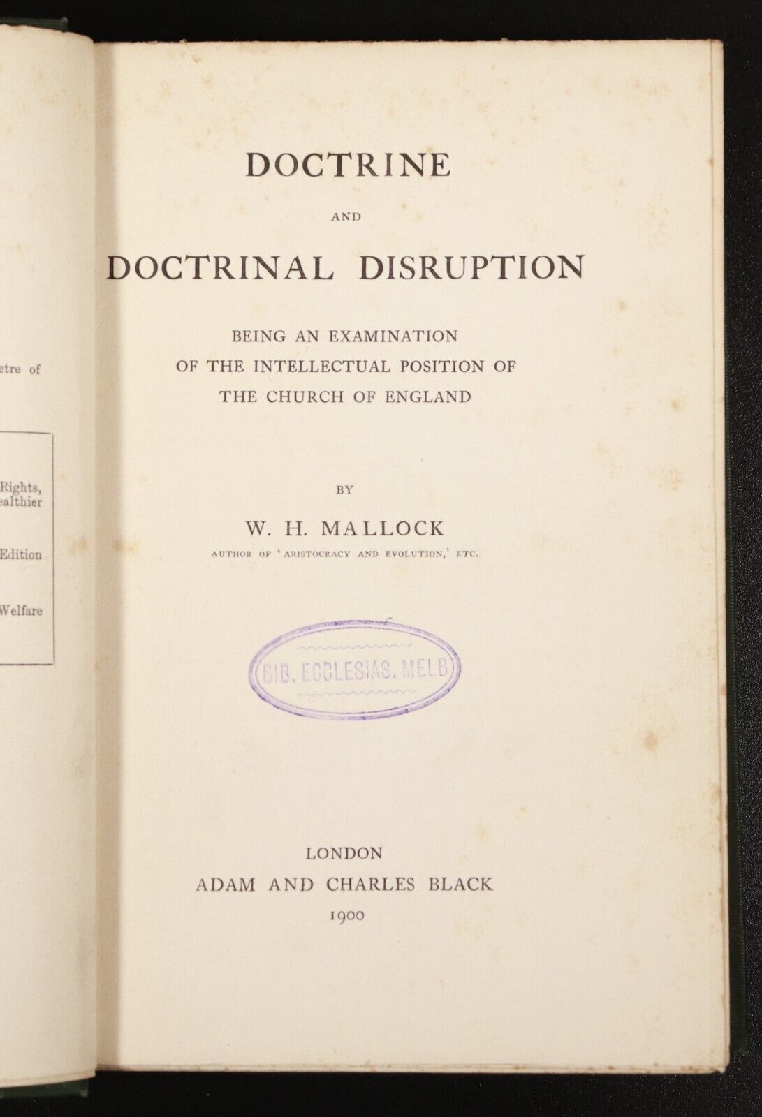 1900 Doctrine & Doctrinal Disruption by W.H. Mallock Antique Theology Book