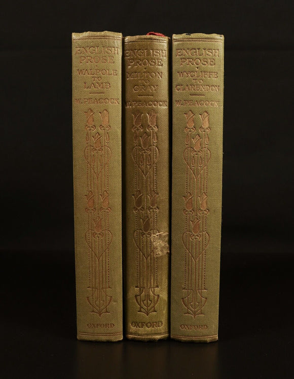 1921 3vol English Prose by W. Peacock Antique British Literature Books Milton
