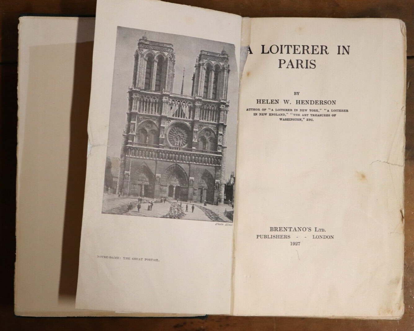 1927 A Loiterer In Paris by Helen W. Henderson Antique Travel Book 1st Edition