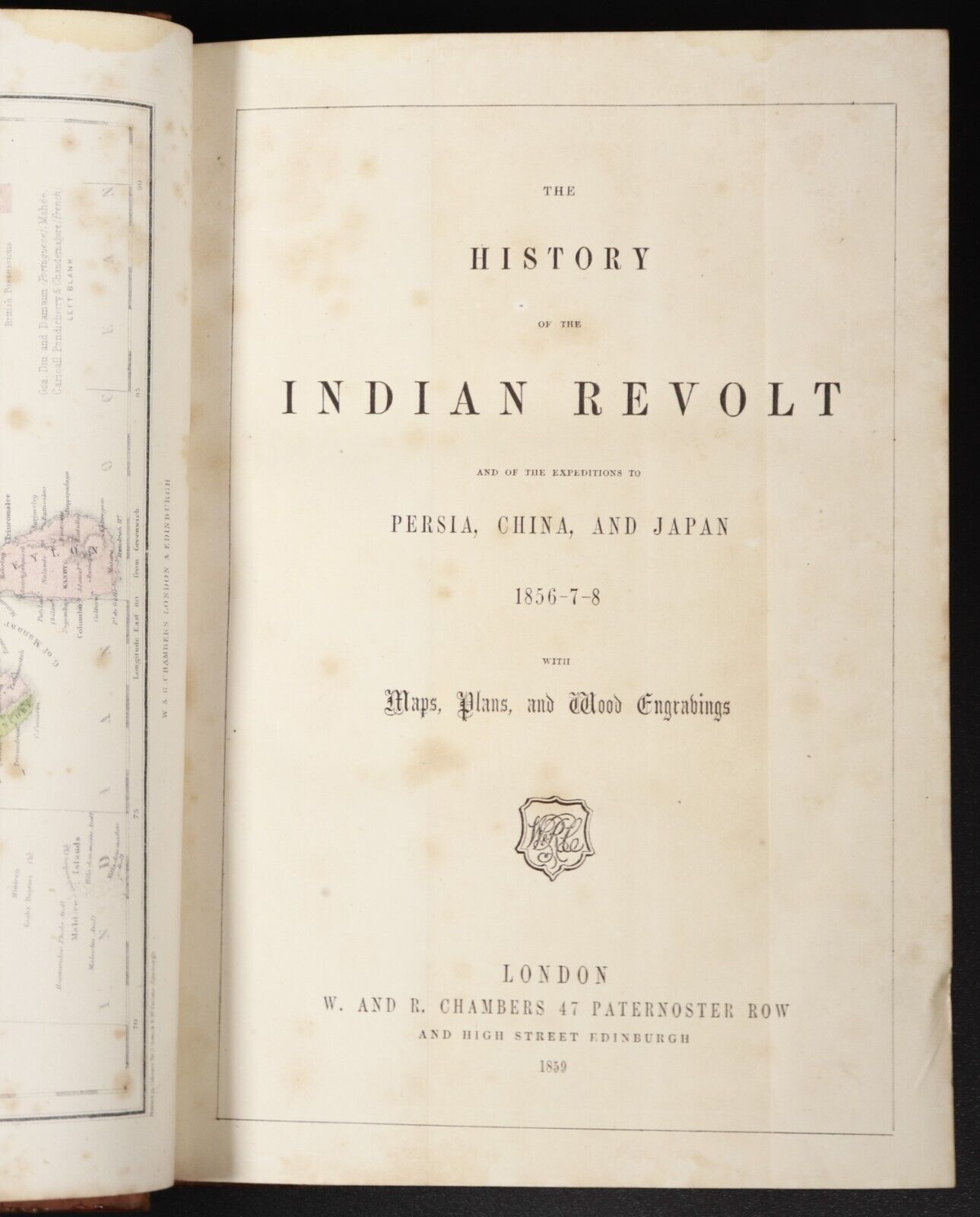 1859 History Of The Indian Revolt Persia China & Japan Antique History Book Maps