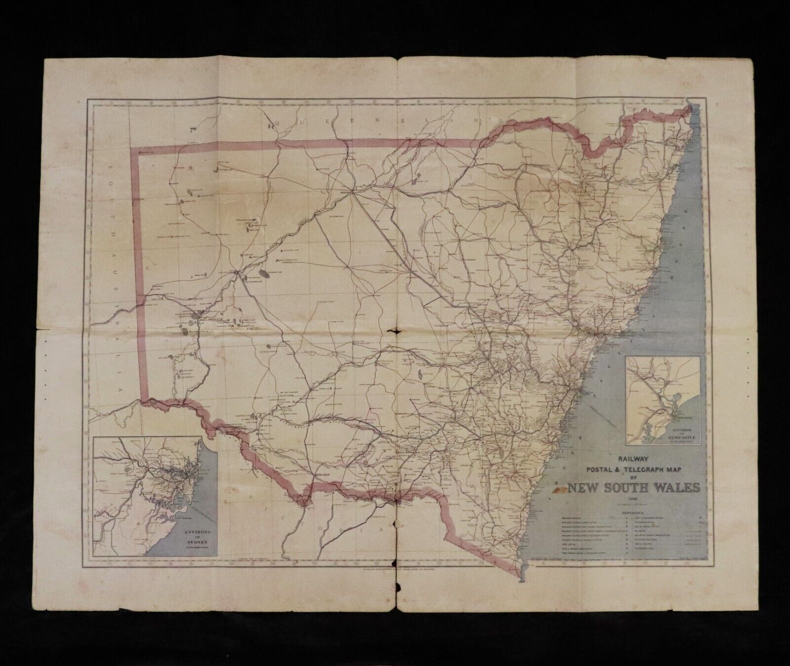 1886 Railway Postal Telegraph Map Of NSW Picturesque Atlas Of Australasia Map