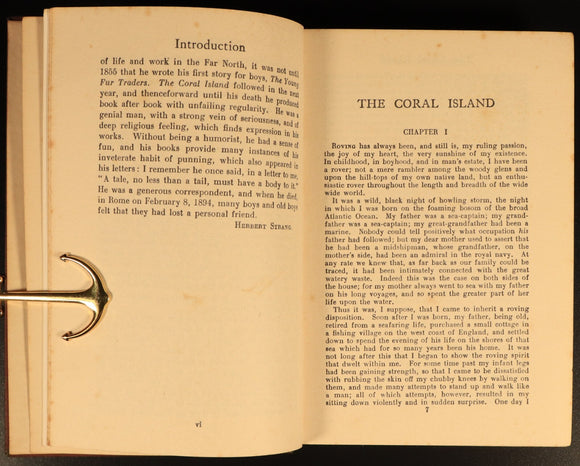 The Coral Island by R.M. Ballantyne c1920 Antique Scottish Fiction Book