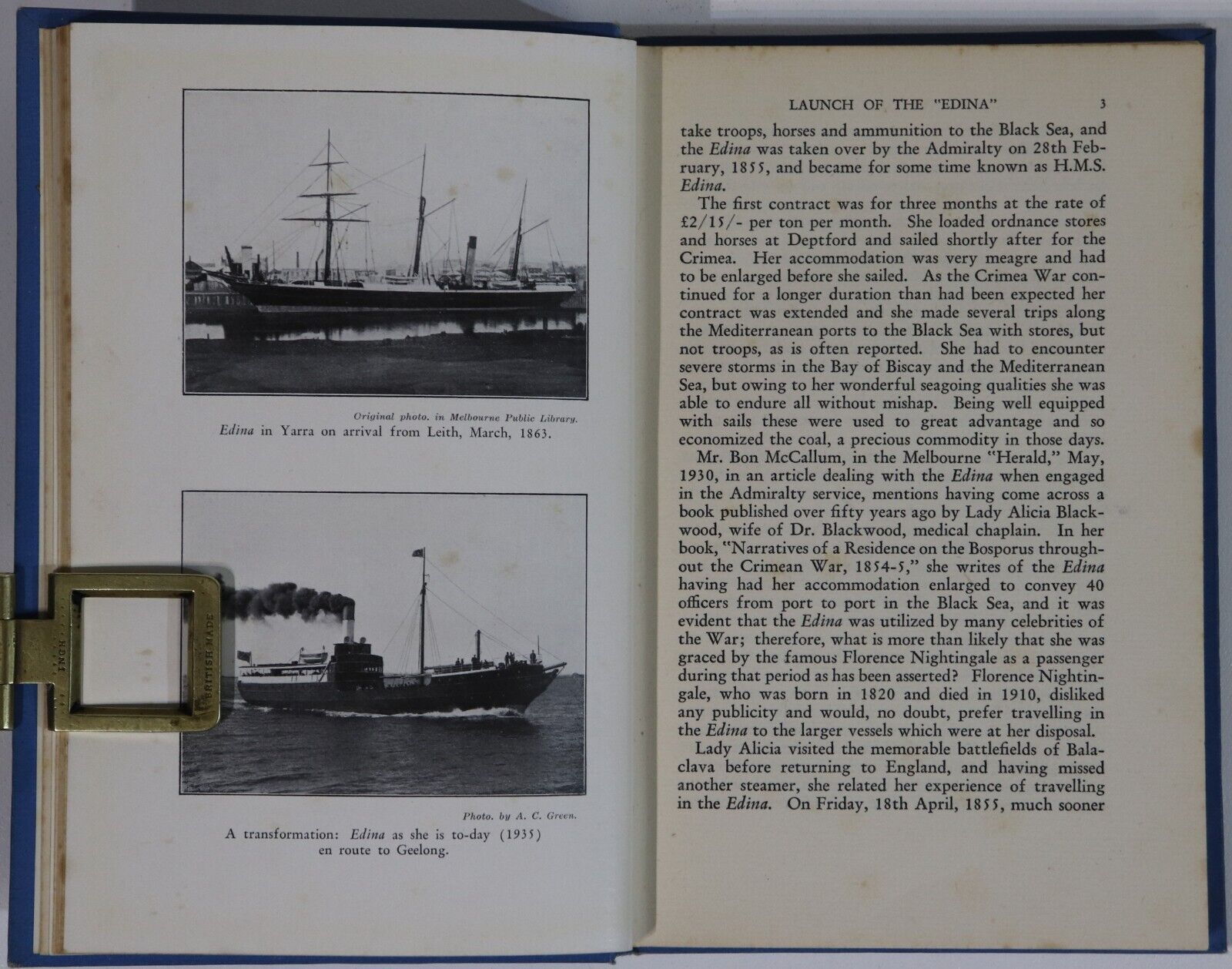 1935 The Romance Of The "Edina" Antique Australian Maritime History Book