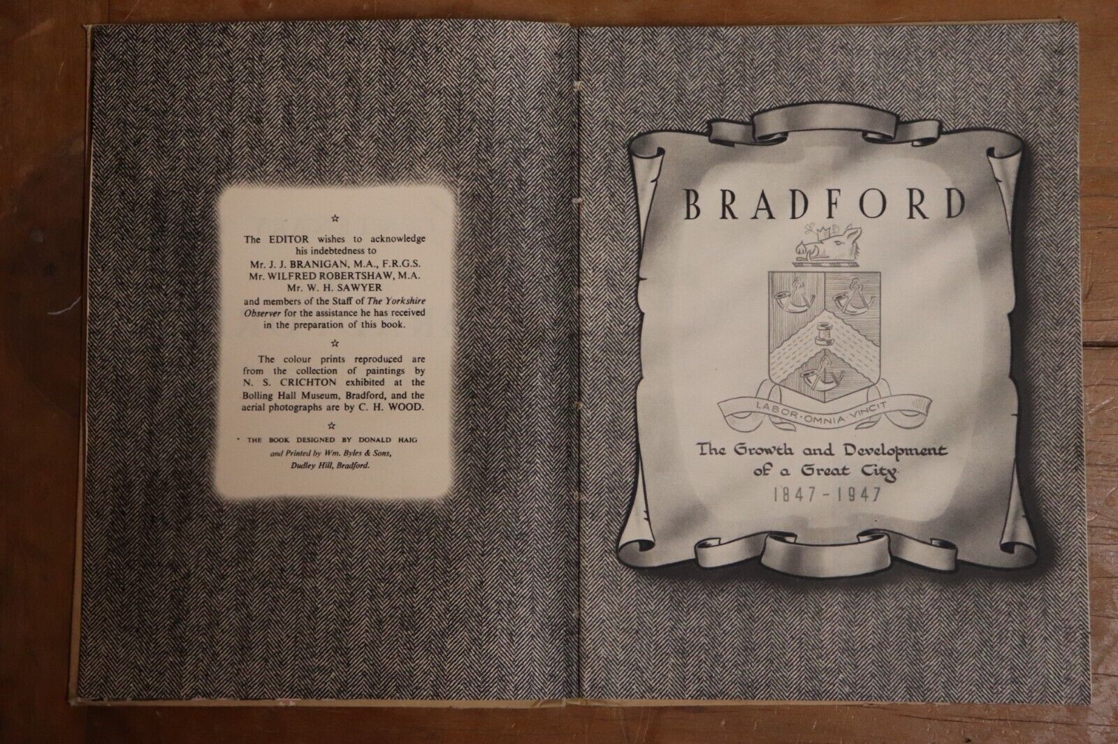 1947 Bradford 1847-1947: The Centenary Book of Bradford - British History Book