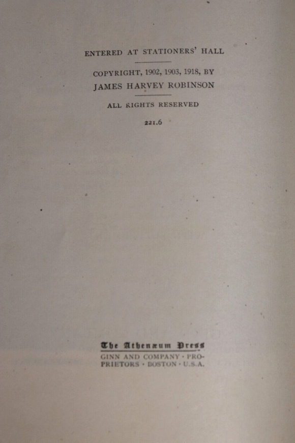 1918 History Of Western Europe by J.H. Robinson Antique History Book w/Maps