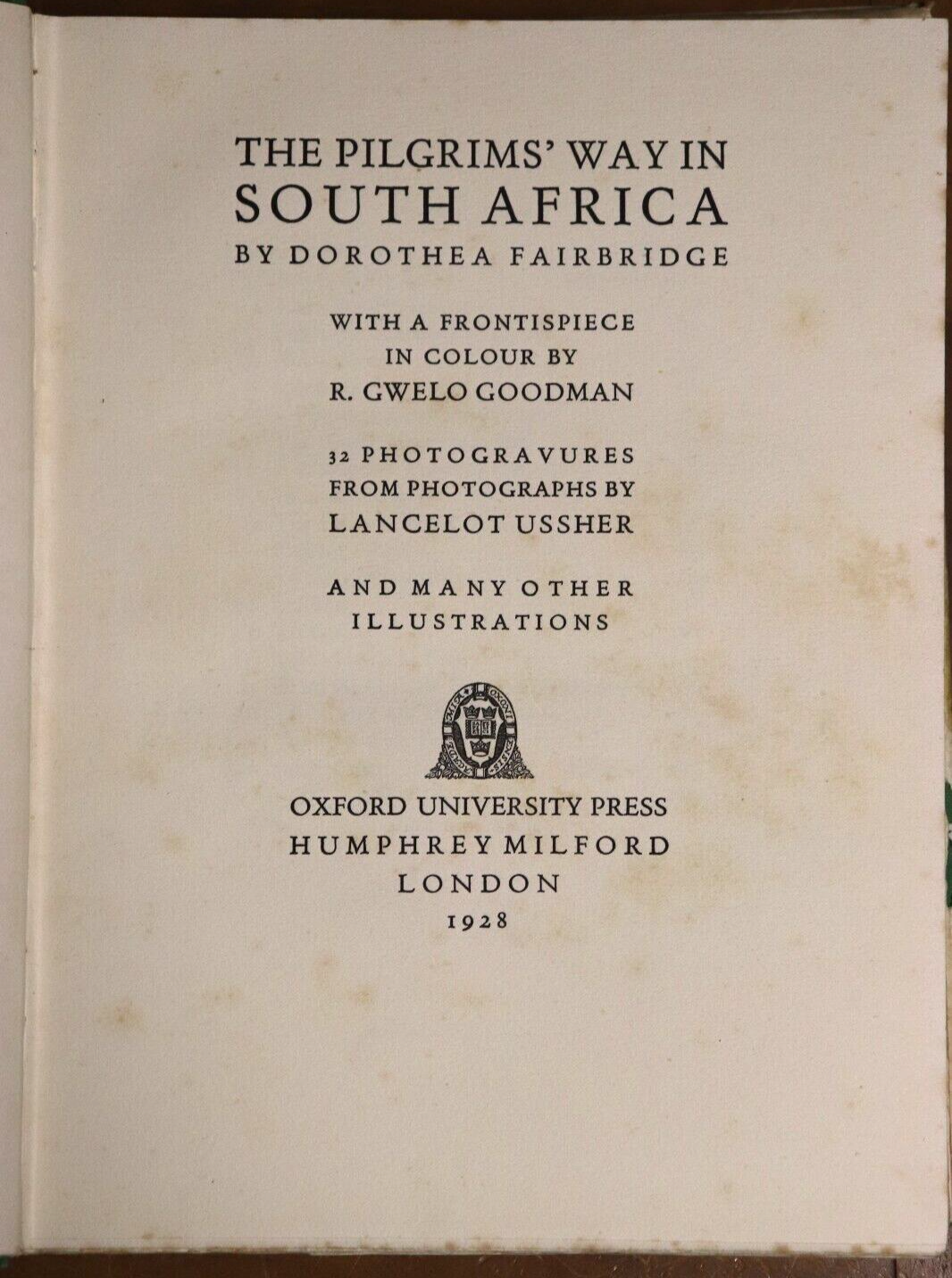 1928 The Pilgrims' Way In South Africa D. Fairbridge Antique History Book - 0