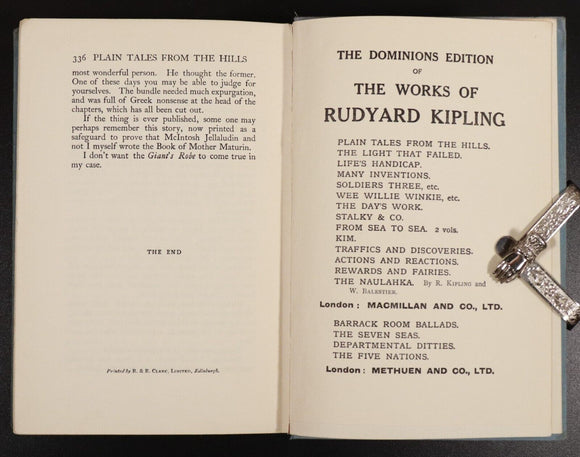 1913 Plain Tales From The Hills by Rudyard Kipling Antique Fiction Book