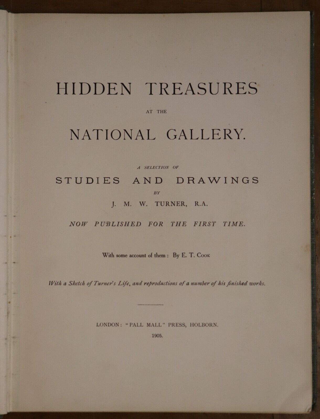 1905 Hidden Treasures At The National Gallery by JMW Turner Antique Art Book