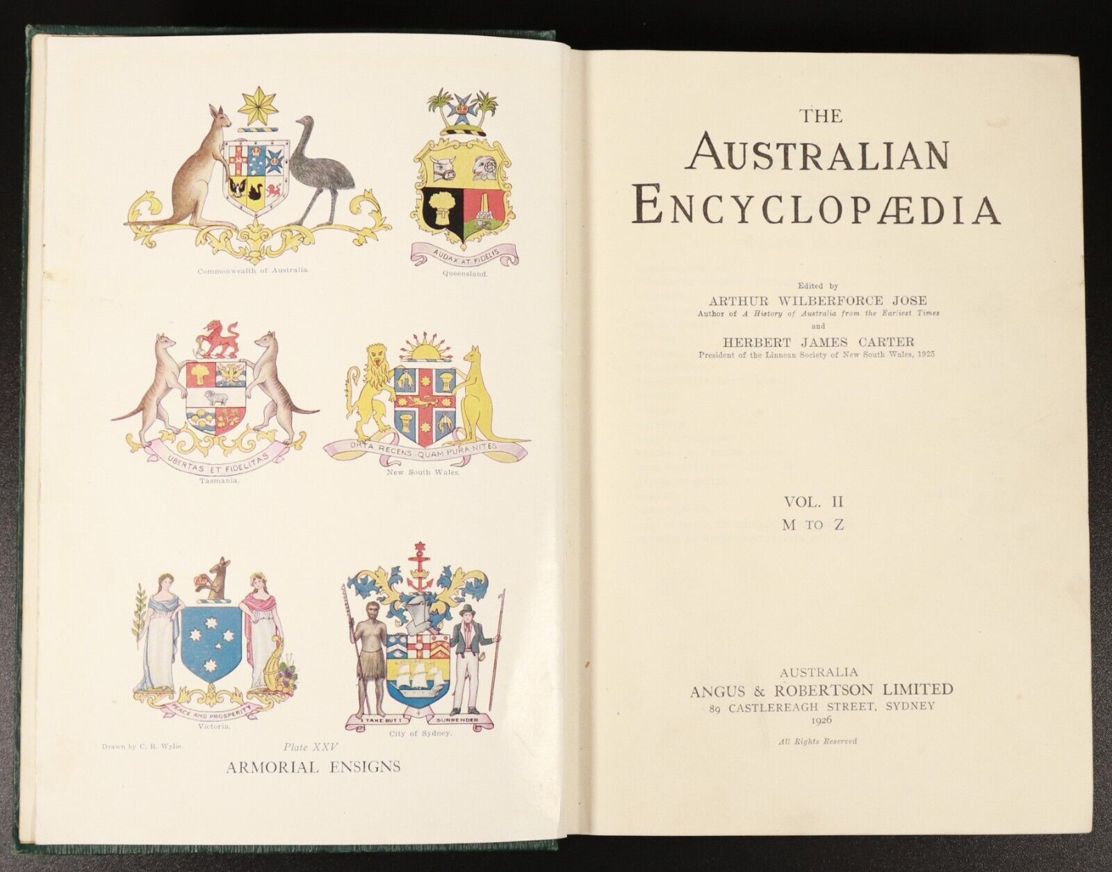 1926 2vol The Australian Encyclopaedia Antique Reference Book Set Illustrated