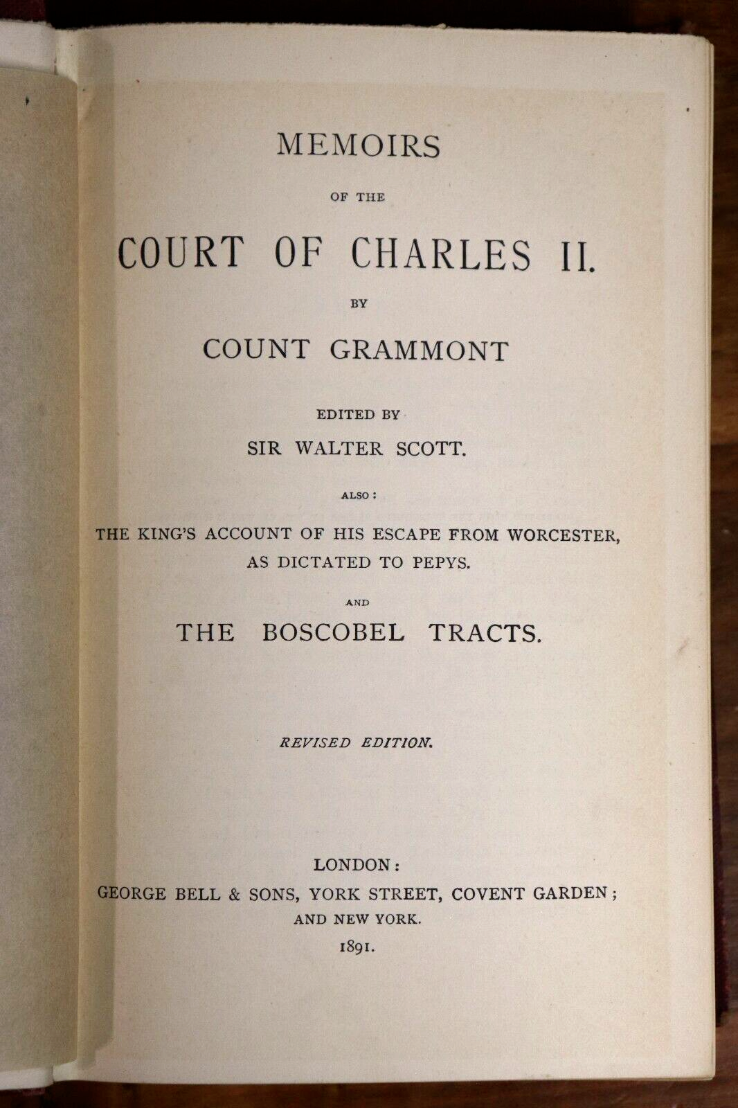 1891 Memoirs Of The Court Of Charles II by Count Grammont Antique History Book