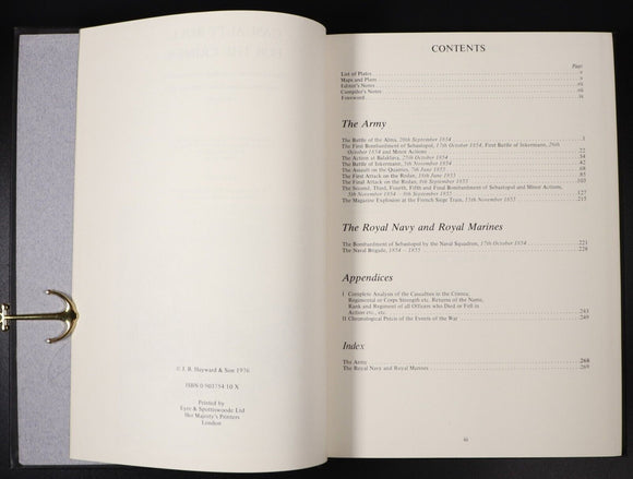 1976 Casualty Roll For The Crimea 1854-1856 1st Edition Military Reference Book