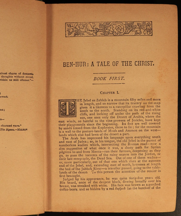 c1900 Ben Hur Tale Of The Christ by Lew Wallace Antique Christian Fiction Book