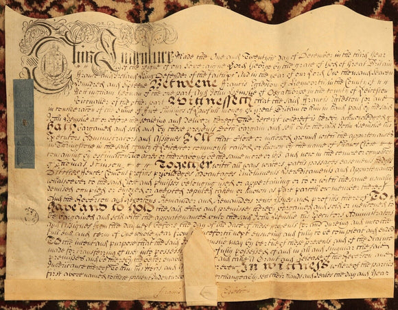 1716 Indenture Conveyance English Legal Document Manuscript Vellum Lease