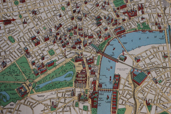 1955 The ES&A Bank: Picture Map of London Vintage Map Australian Banking History