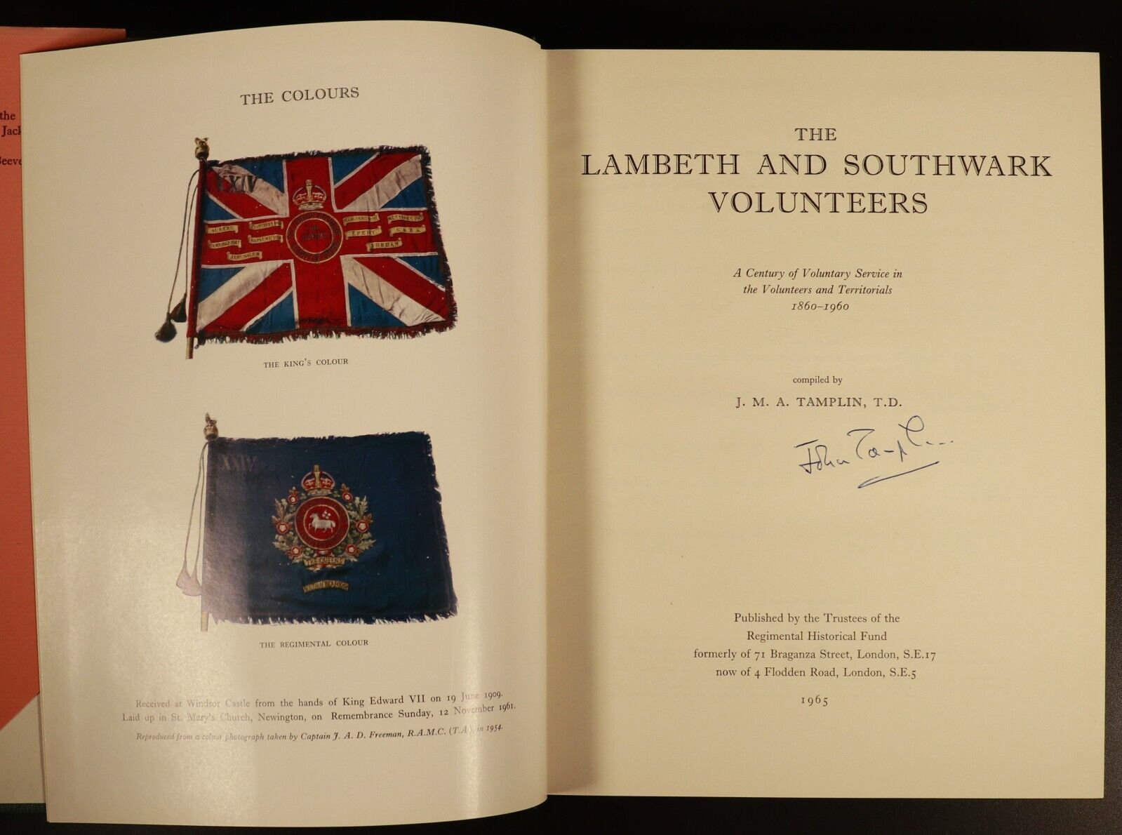 1965 The Lambeth & Southwark Volunteers by J.M.A. Tamplin Military History Book