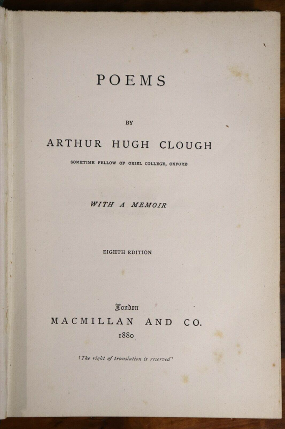 1880 Poems by Arthur Hugh Clough Antique British Poetry Book Nightingale