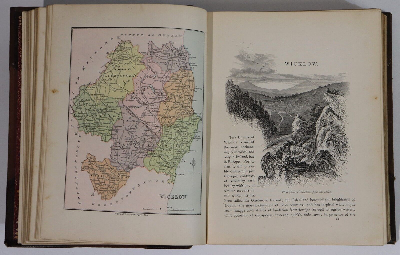 1884 Picturesque Ireland by John Savage Antiquarian Irish History Book Leather