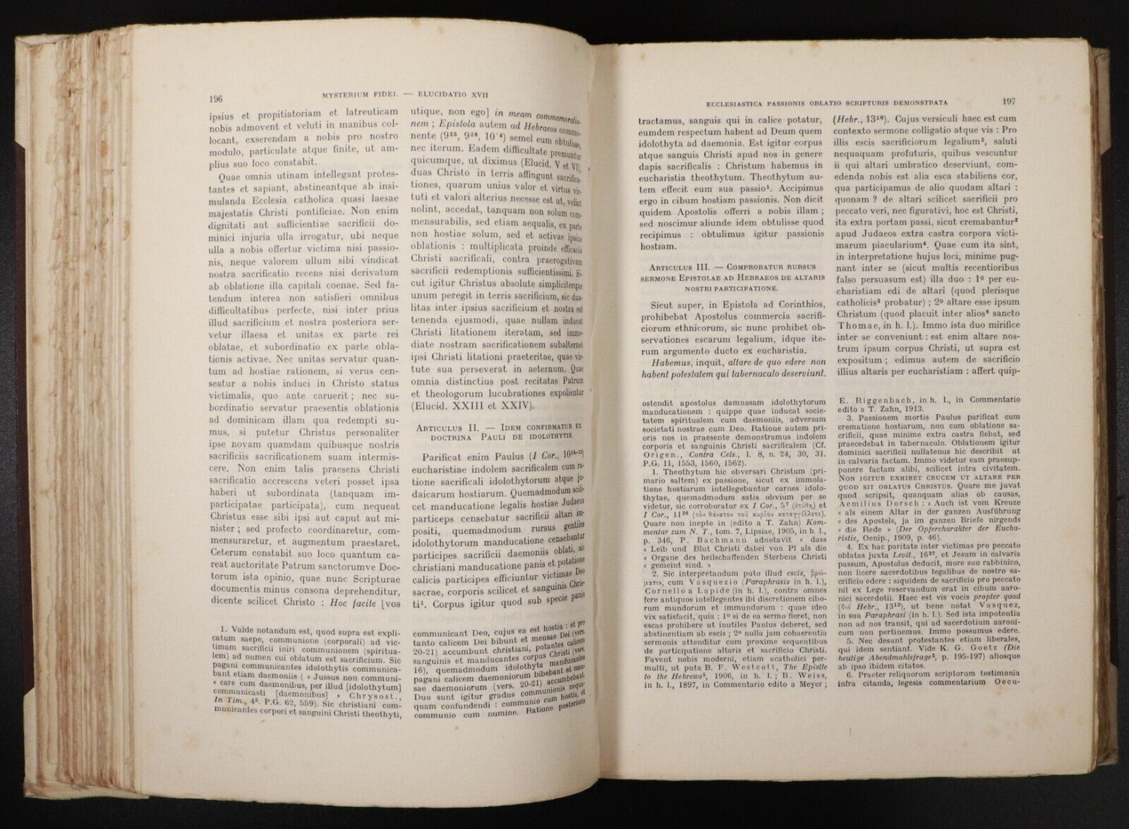 1924 Mysterium Fidei by M. de la Taille Latin Theology Book Vellum Binding