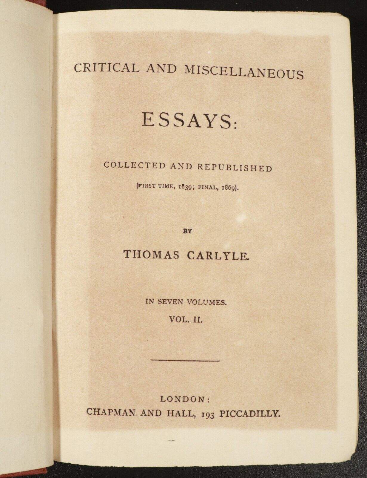 1872 6vol Critical & Miscellaneous Essays by Thomas Carlyle Antiquarian Books