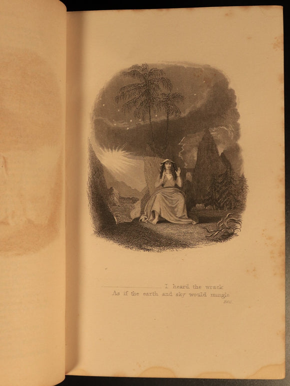 c1850 Poetical Works Of John Milton Paradise Lost Antique Poetry Book Leather