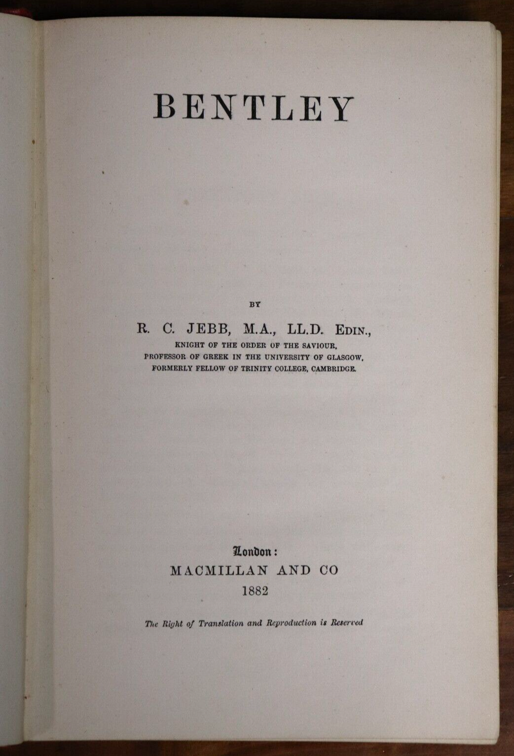 1882 English Men Of Letters: Richard Bentley Antique British History Book 1st Ed - 0