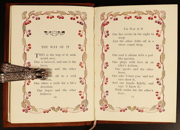 Poems Of Pleasure by Ella Wheeler Wilcox c1915 Antique Poetry Book  Suede Cover