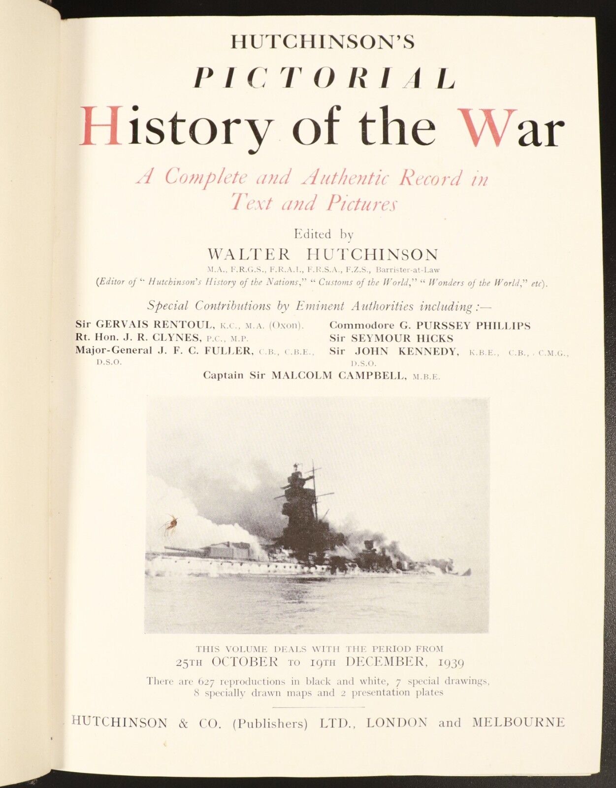 1939 5vol Hutchinson's Pictorial History Of The War Military History Books WW2