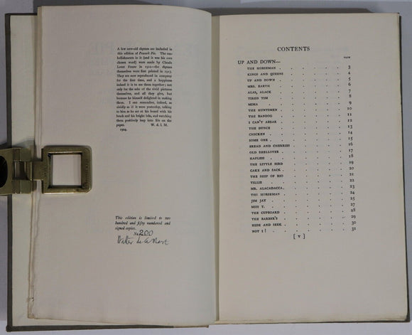 1924 Peacock Pie: Walter De La Mare Limited Ed. Signed by Author Literature Book