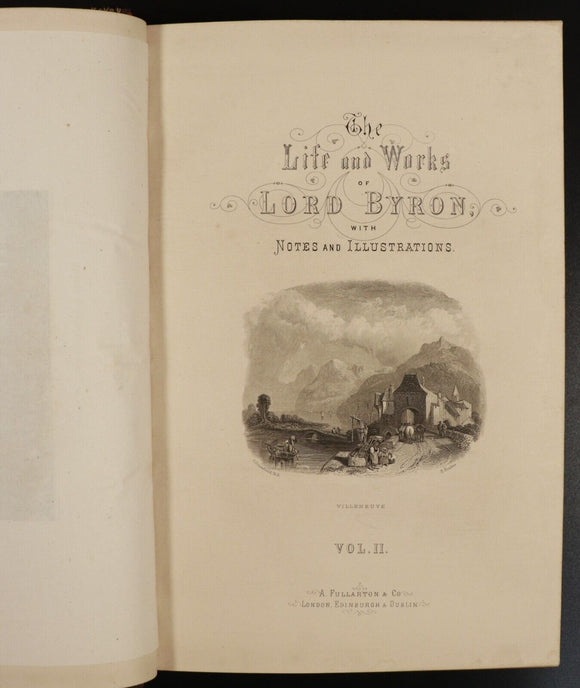 c1880 Poetical Works Of Lord Byron Drawing Room Edition Illustrated Antique Book