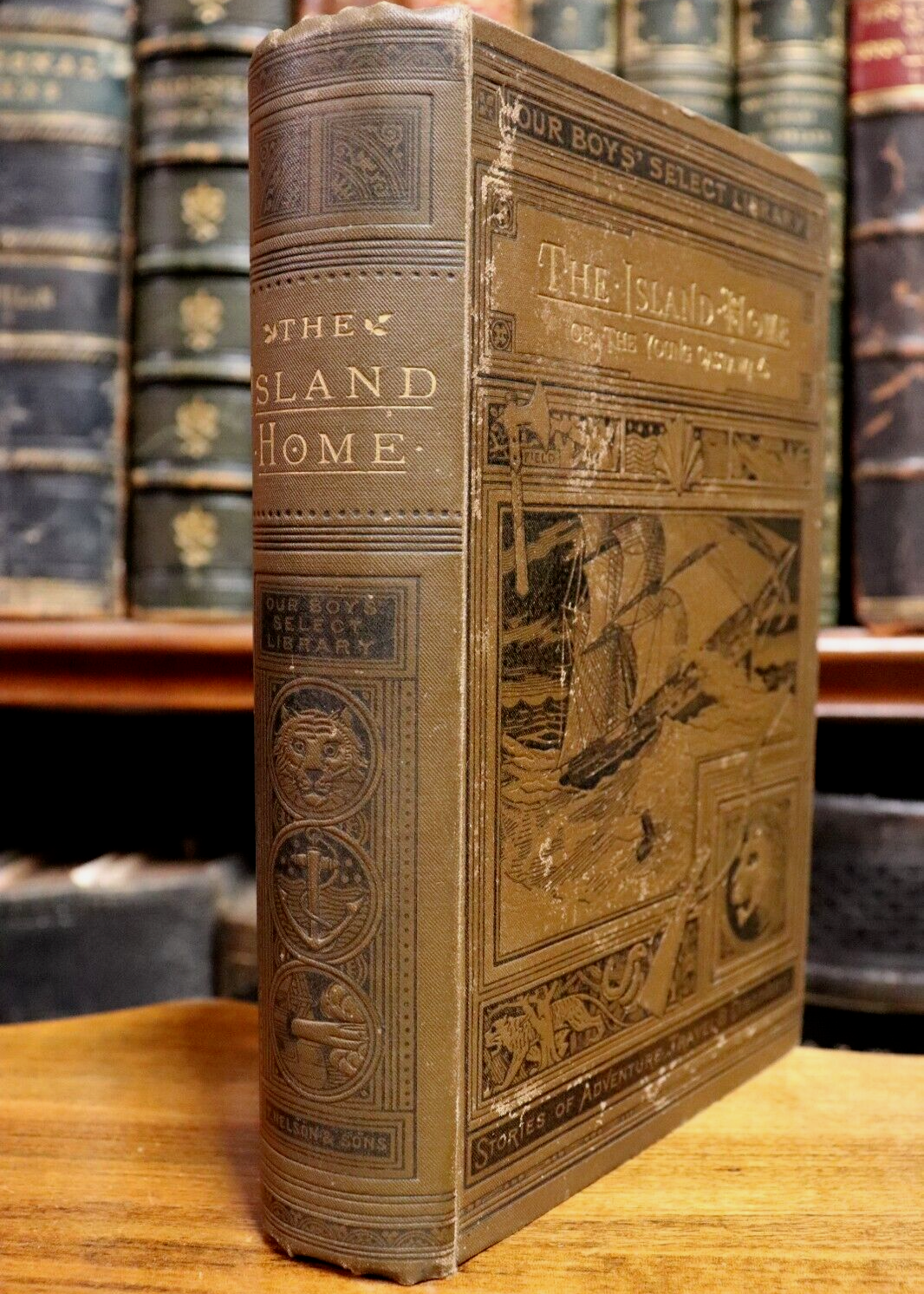 1889 The Island Home or The Young Castaways Antique Adventure Fiction Book