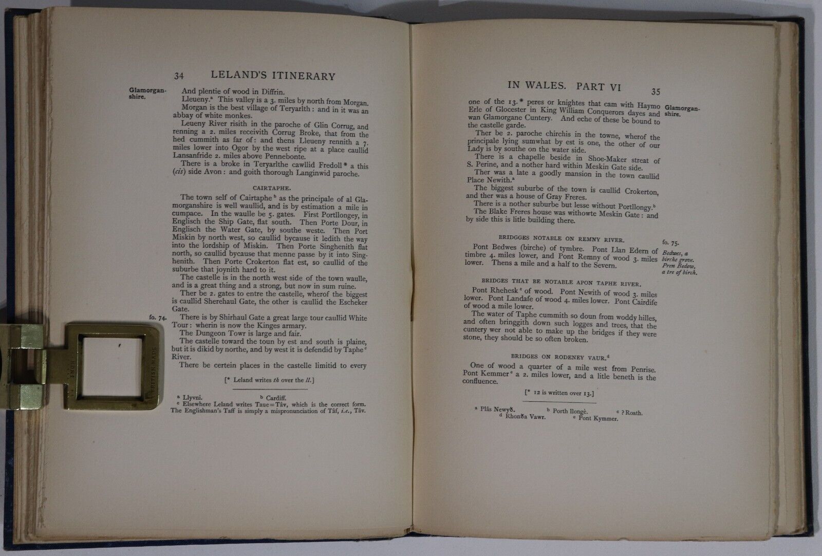 1906 The Itinerary In Wales Of John Leland Antique British Welsh History Book