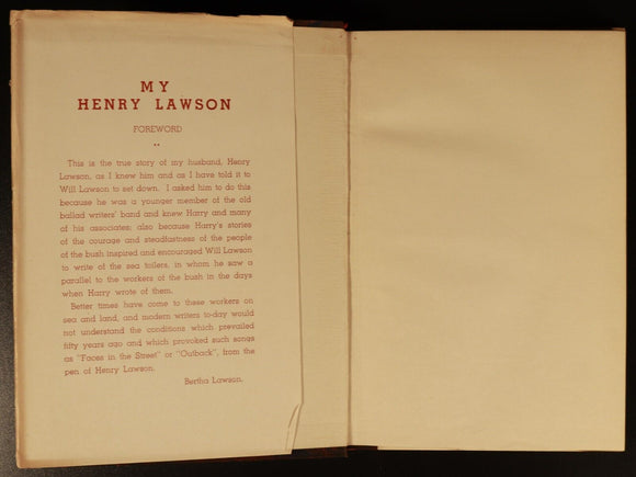 1943 My Henry Lawson by Bertha Lawson Antique Australian Biography History Book
