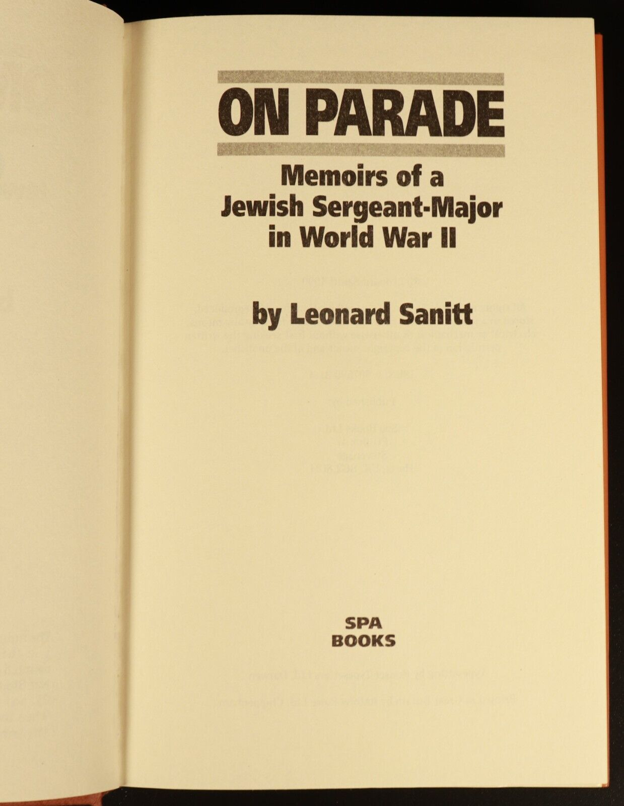 On Parade Memoirs Of Jewish Sargeant In WW2 by L. Sanitt Military History Book