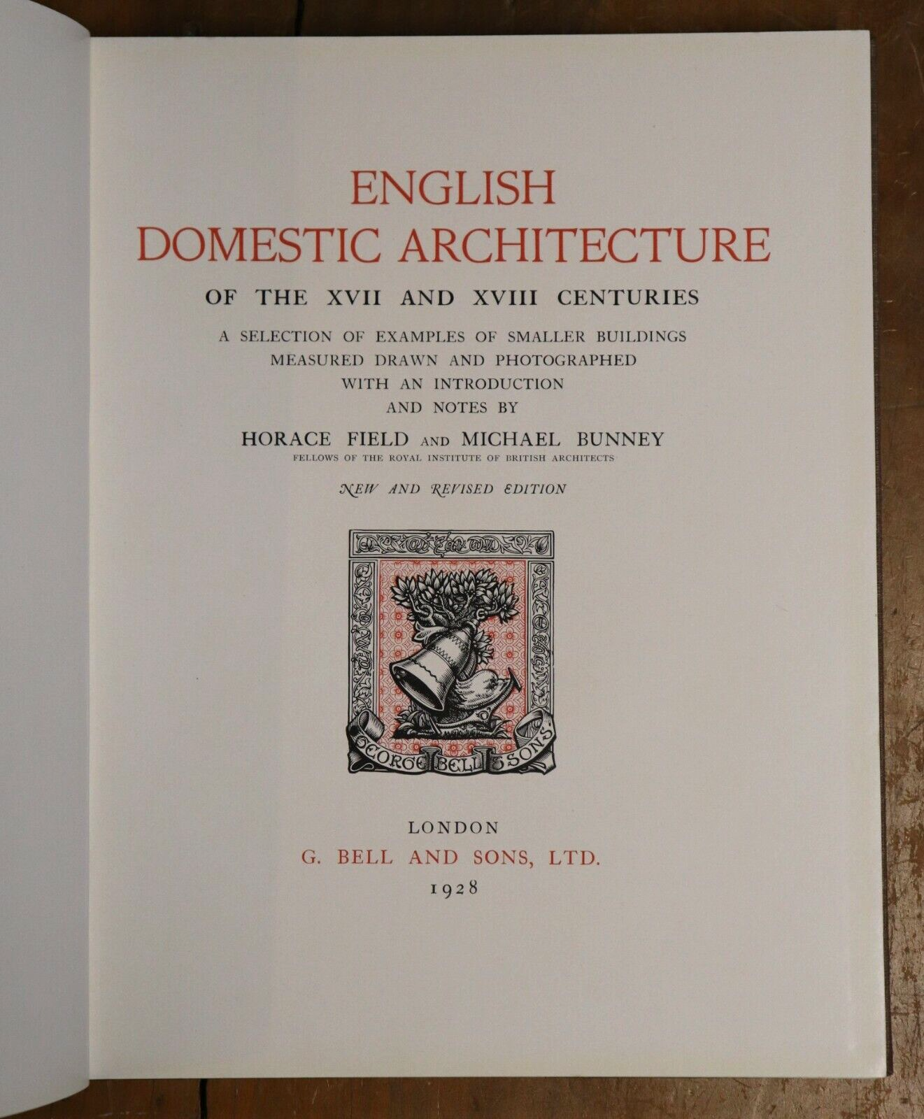 1928 English Domestic Architecture by Horace Field Antique Reference Book - 0