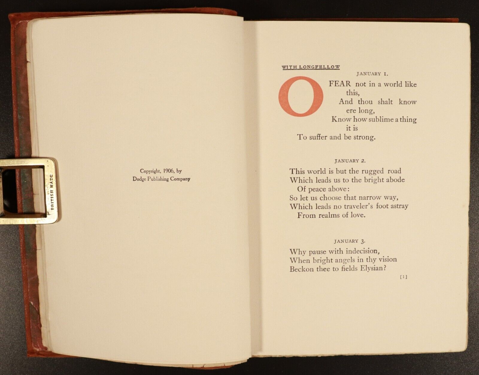 1906 Through The Year With Longfellow Antique Poetry Book