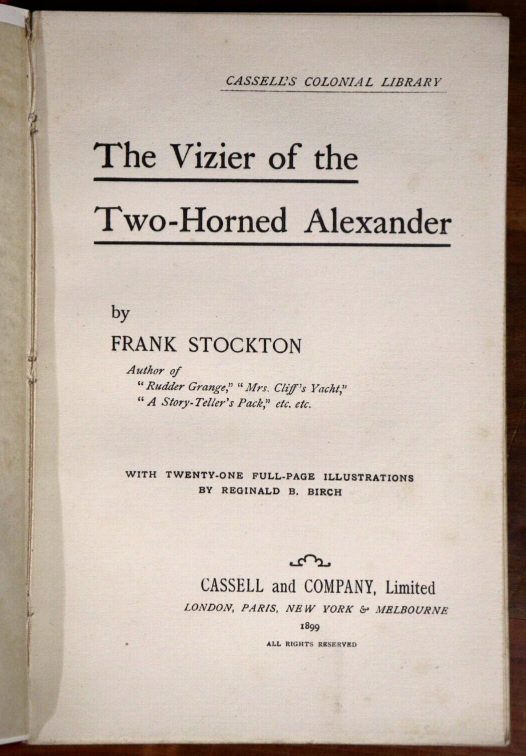 1899 The Vizier Of The Two Horned Alexander F. Stockton Antique Fiction Book - 0