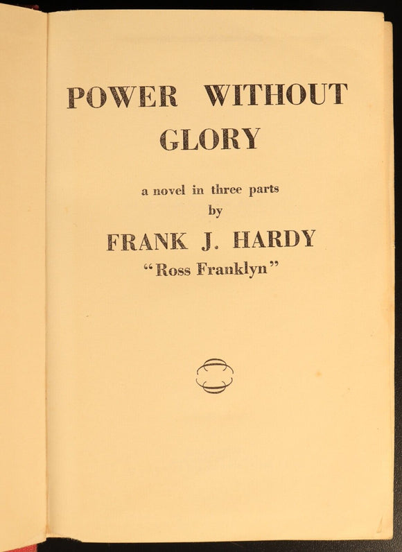 Power Without Glory by Frank J. Hardy 1950 Australian Fiction 1st Edition