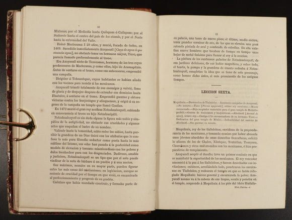 1891 Lecciones de Historia Patria by Guillermo Prieto Antiquarian History Book