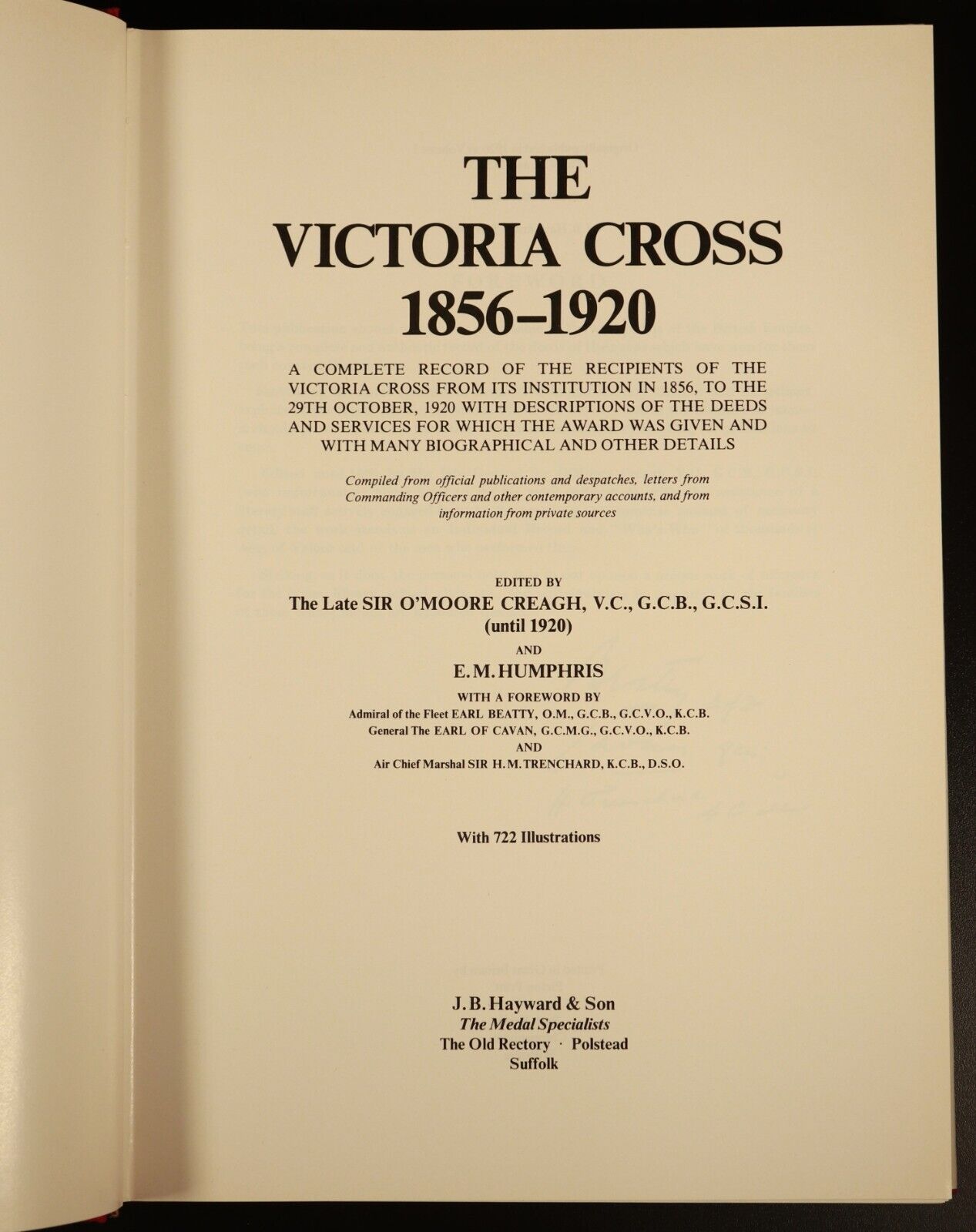 1985 The Victoria Cross 1856-1920 Military History & Reference Book WW1 Jacka