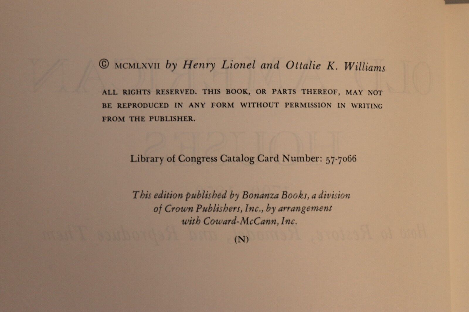 1967 Old American Houses by H&O Williams Vintage American Architecture Book