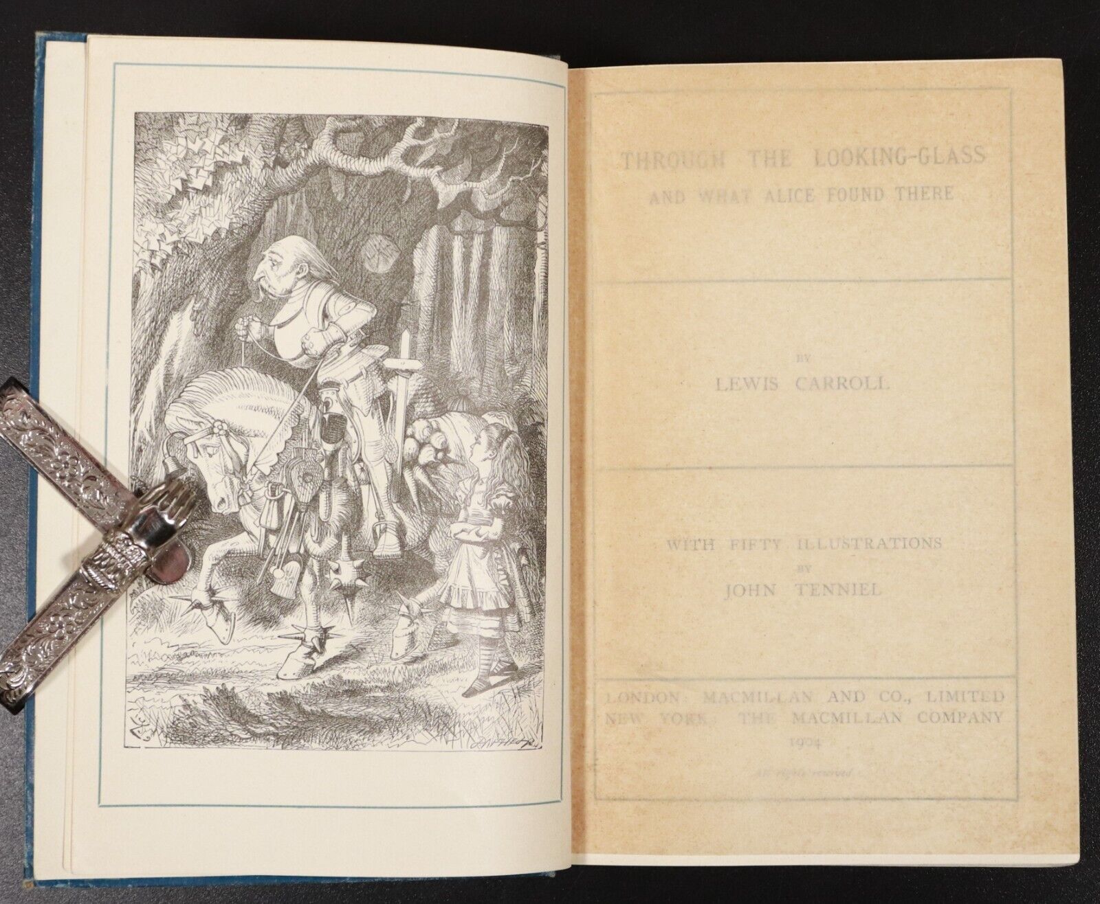 1904 Through The Looking-Glass by Lewis Carroll Antique Illustrated Fiction Book - 0