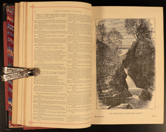 c1885 The Poetical Works Of William Wordsworth Antique Illustrated Poetry Book