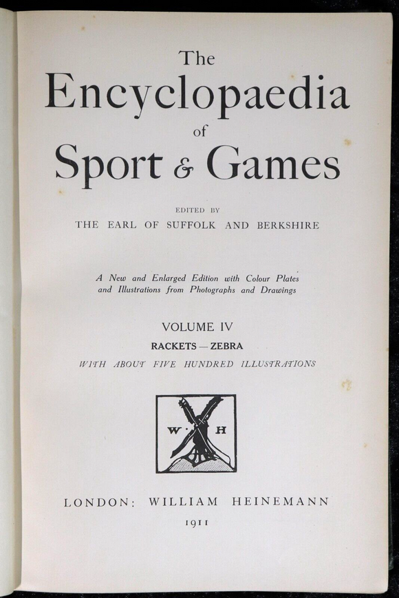1911 4vol The Encyclopaedia Of Sport & Games Antique Book Set