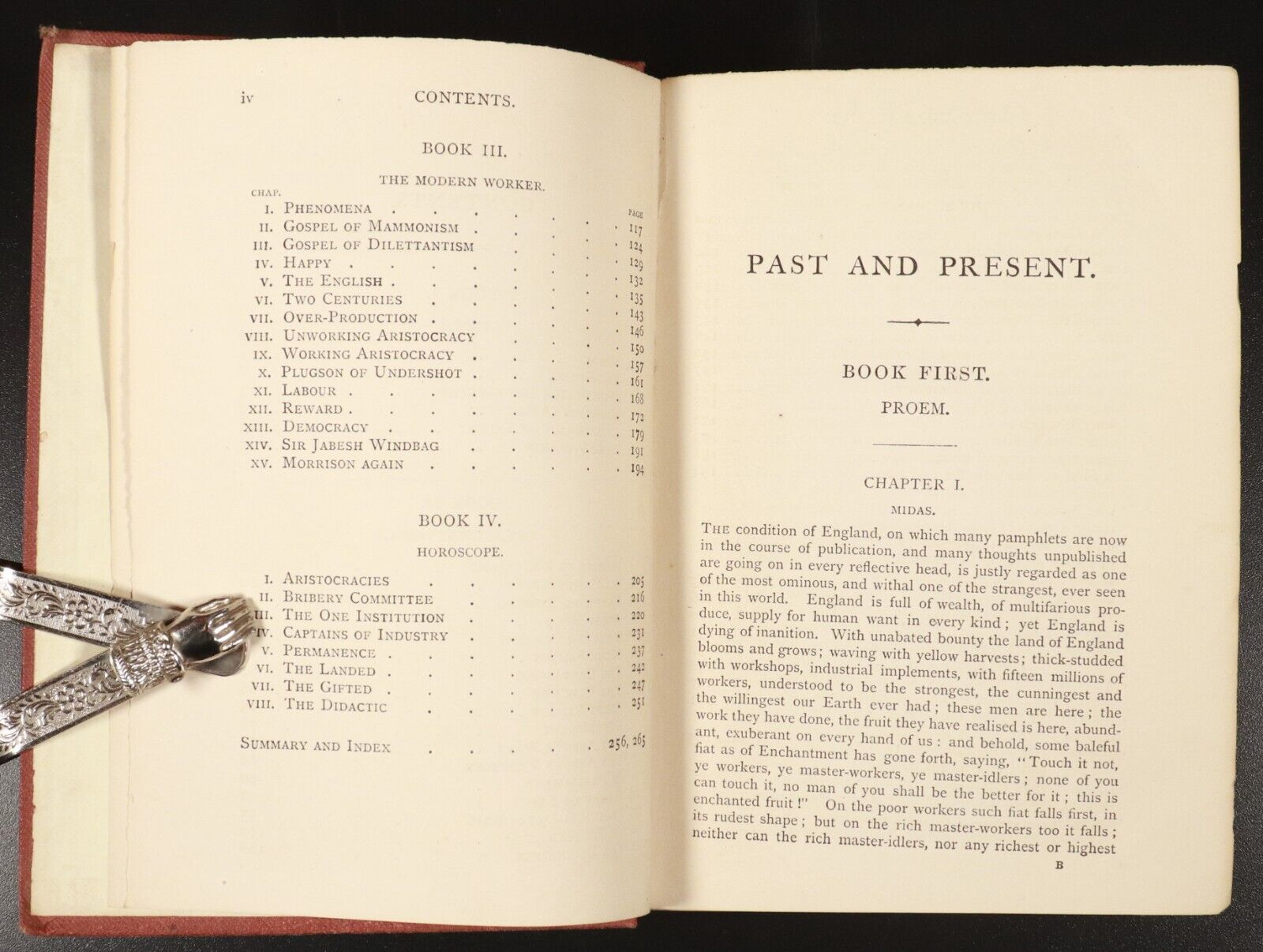 1872 Past and Present by Thomas Carlyle Antiquarian History Book Chapman & Hall