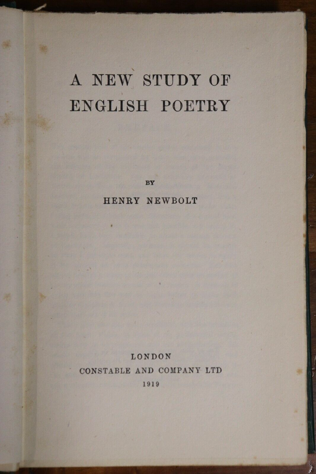 1919 A New Study Of English Poetry by H Newbolt Antique British Poetry Book - 0