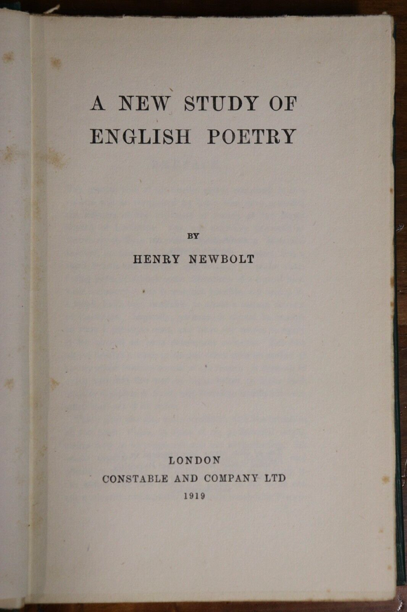 1919 A New Study Of English Poetry by H Newbolt Antique British Poetry Book