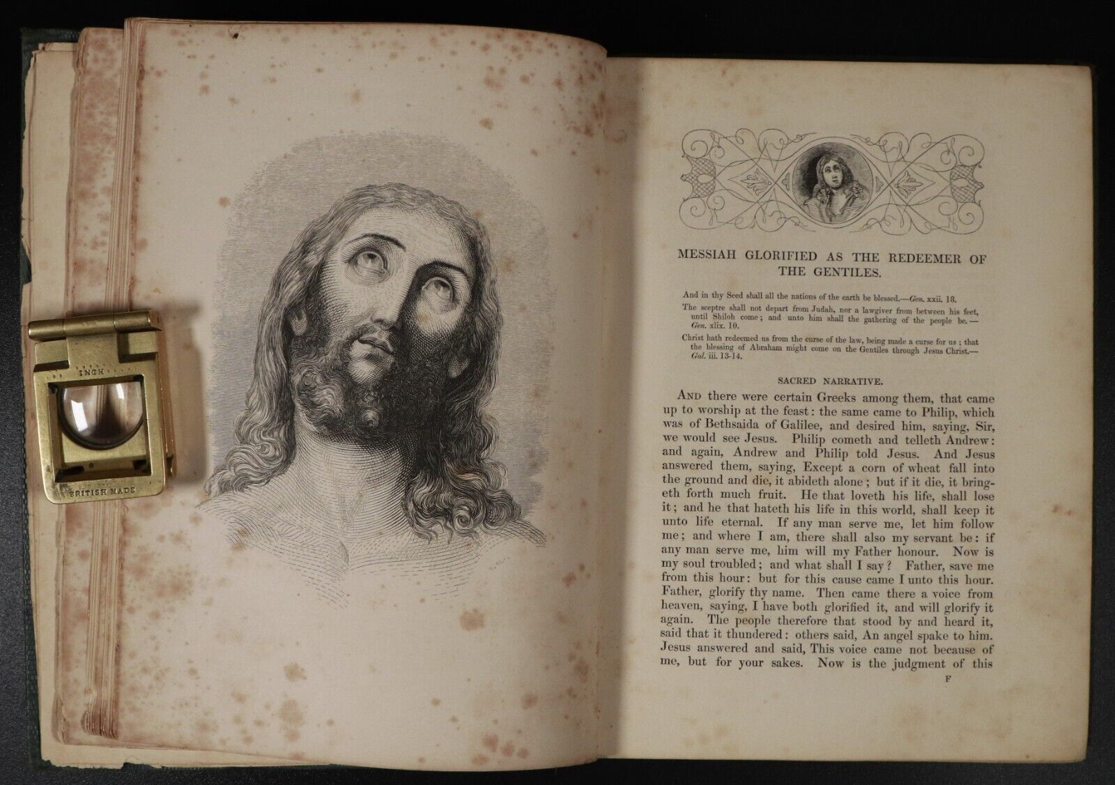 c1875 The Life Of Christ Illustrated Antique Theology Book Wood Engravings