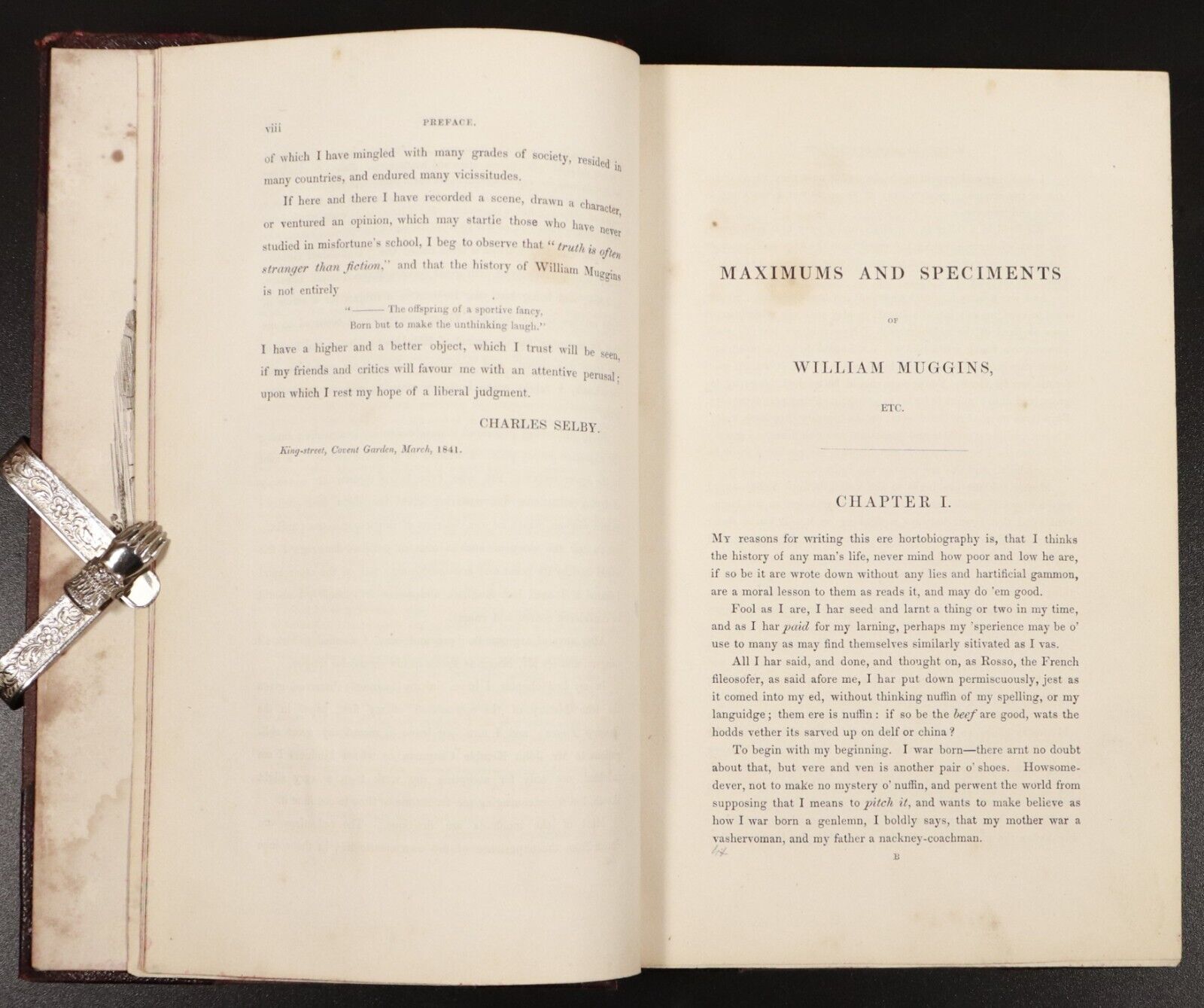 1846 Maximums & Speciments Of William Muggins Antiquarian British Comedy Book