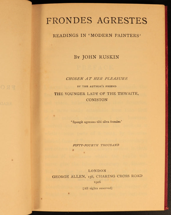 John Ruskin 6 Volume Antique Book Collection 1906 George Allen London Editions
